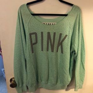 PINK Teal leopard print sweatshirt